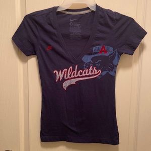 Women's Nike Navy Arizona Wildcats Slub Logo Fan Performance V-Neck T-Shirt smal